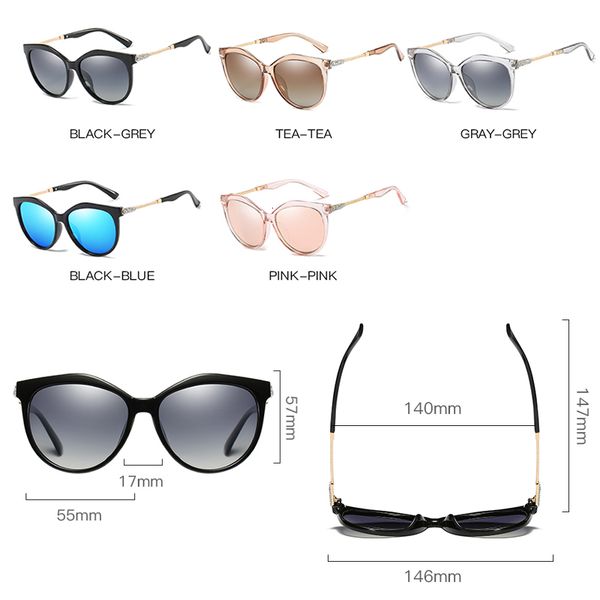 

luxury designer sunglasses 2021 hd polarized women fashion round ladies vintage brand design cat eye woman female sun glasses oculos 0622, White;black