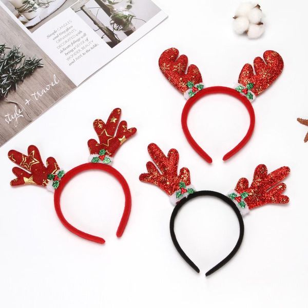 

christmas decorations elk antlers headbands women girls for home noel party ornaments 2021 year hair accessories