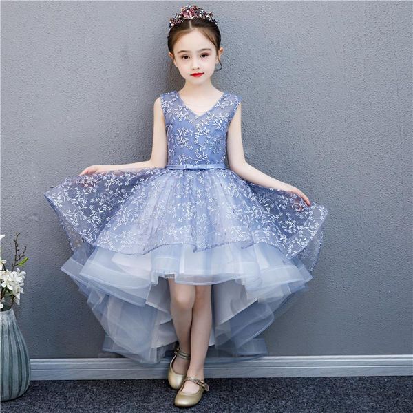 

little girl princess dress children's wedding big child host catwalk piano performance clothes western style ethnic clothing, Red