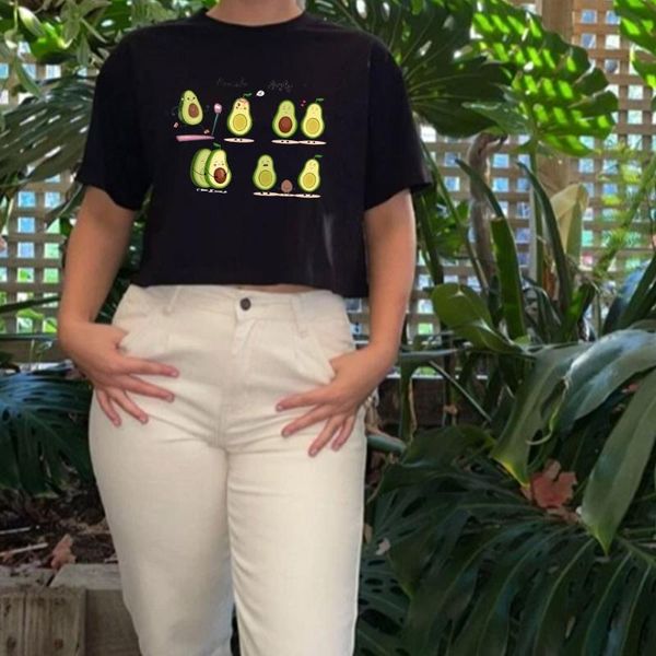

women's t-shirt fashion harajuku avocado tshirt cotton cute graphic tees crop for petite women baggy y2k shirts aesthetic short sleeve, White