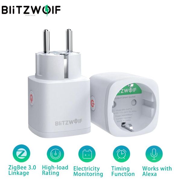 

smart power plugs blitzwolf bw-shp13 eu plug 3680w zigbee 3.0 socket app remote control timer works with alexa google assistant home