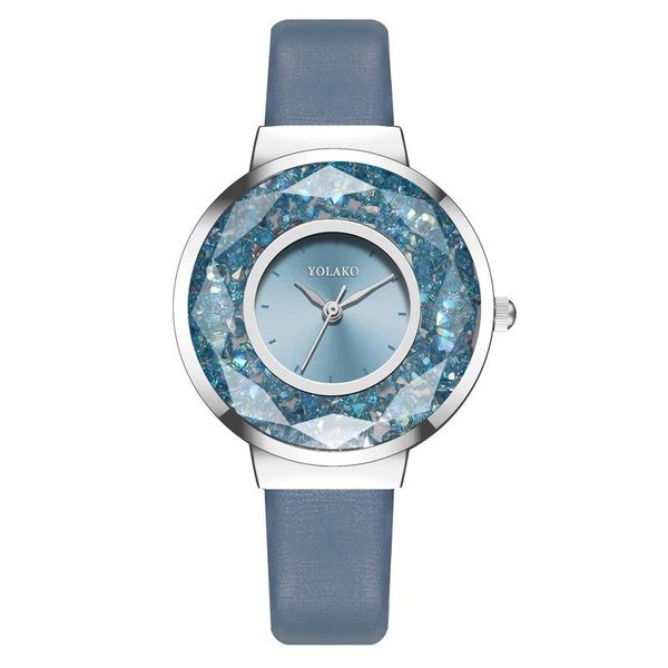 

wristwatches leather belt women's watch fashion quicksand diamond in the debris mirror cool ladies' quartz, Slivery;brown