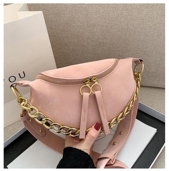 

evening bags metal chain zipper half moon shoulder bag pu leather designer brand feminine crossbody luxury trend soild colour purse bolso
