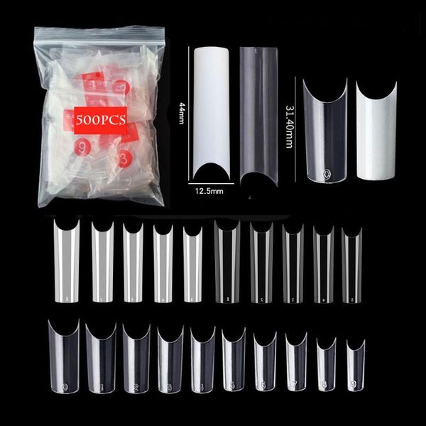 

false nails 500pcs/550pcs xxl extra long square nail tips c curve acrylic transparent half cover straight fake, Red;gold