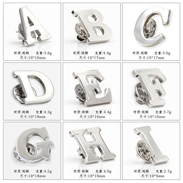 

simple silver letter brooch, Gray