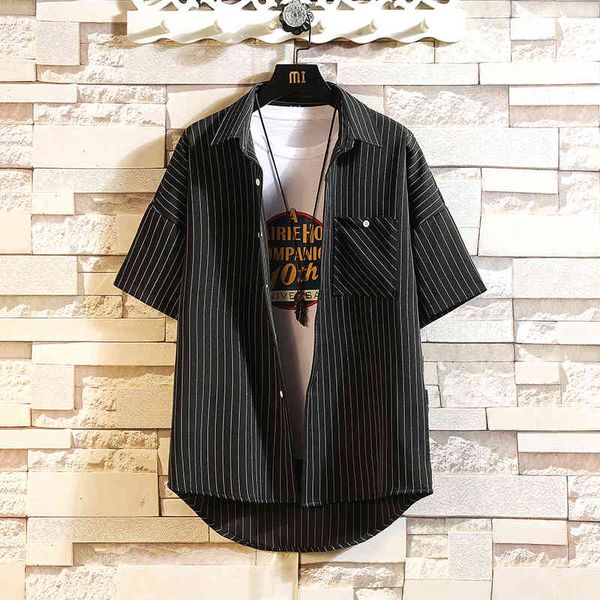 

men's casual shirts brand 2021 summer black beach shirt fashion short sleeve loose plus oversize -4xl 5xl hawaiian avp7, White;black