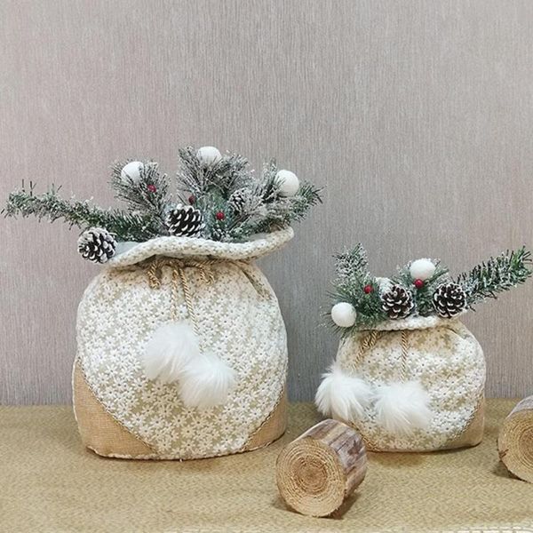 

christmas decorations 2pcs vase decoration ornaments gift bag plush snowflake flower holder storage for office el mall