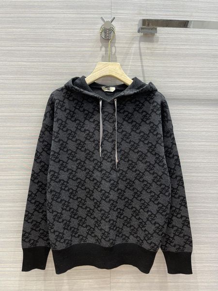 

2021 autumn winter milan runway sweaters hooded long sleeve women's sweater high end jacquard pullover designer clothing 0904-6, White;black