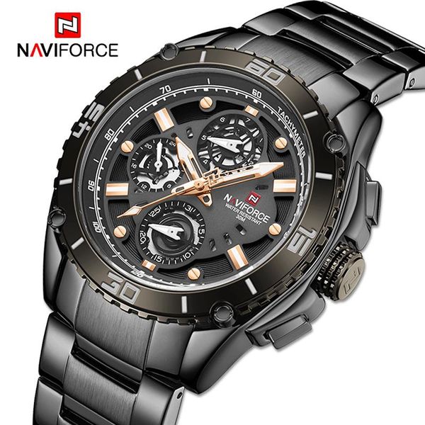 

wristwatches naviforce luxury mens watches waterproof clock fashion multi-function quartz wristwatch male creative sport watch reloj hombre, Slivery;brown