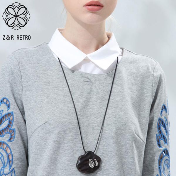 

pendant necklaces vintage jewelry long for women chokers handmade wooden sandalwood sweater rope chain fashion gift friends 2021, Silver