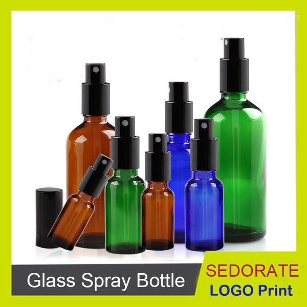 

storage bottles & jars sedorate 10 pcs/lot 20ml amber glass bottle for cosmetics packaging blue with spray lid essential oil jz011