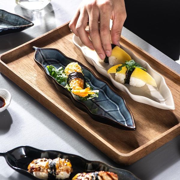 

dishes & plates japanese vintage ceramic sushi leaf plate creative dessert cake dish kitchen restaurant dinnerware decorative storage t