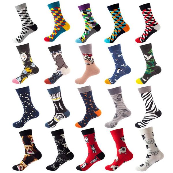 

men's socks 5/10 pairs classic men casual gentleman harajuku winter autumn breathable sports halloween, Black