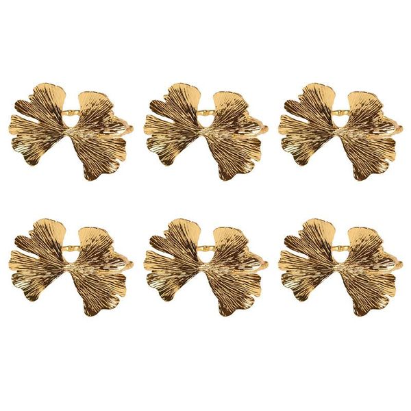 

6pcs/lot retro ginkgo leaf napkin buckle ring, suitable for dinner decoration of wedding el banquet table rings