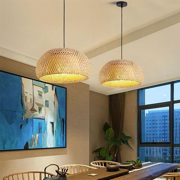 

chandeliers 1 pc bamboo weaving droplight elegant living room lamp with light source