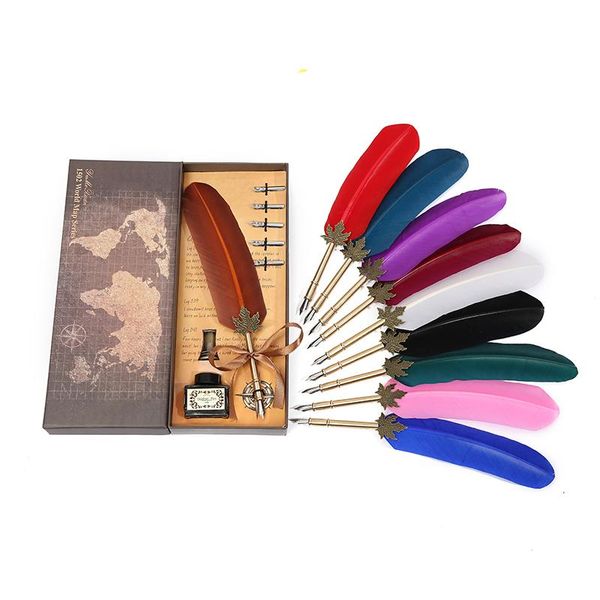 

senior retro british style feather pen calligraphy pen, teacher's day to send teachers friends can be customized gift box fountain pens