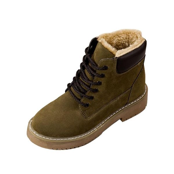 

boots winter warm women british wind plus velvet female snow women's flat, Black