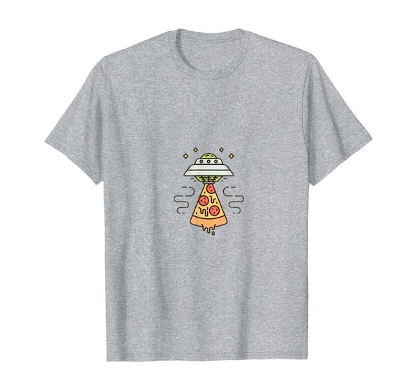 

pizza getting beamed up t-shirt, White;black