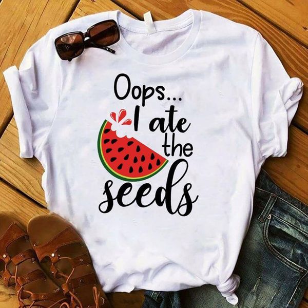 

fruit print cute tee casual womens short sleeve o neck fashion funny clothes, White