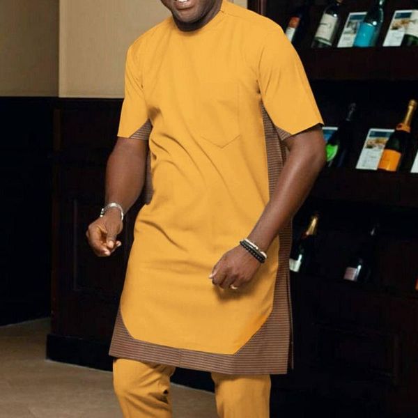 

men's casual shirts summer long african 2021 slim muslim patchwork mid length male shirt spring fashion t-shirt, White;black