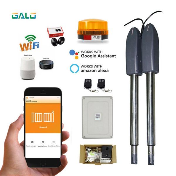 

wireless and wifi control automatic dual arms electric swing door gate opener operator motor actuator heavy duty closer fingerprint access