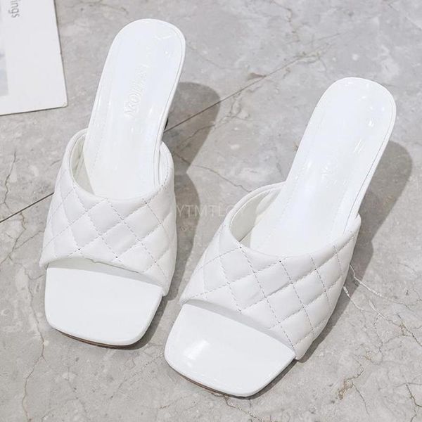 

slippers luxury slides plus size 35-41 women high heels mules summer sandals platform zapatillas mujer casa beach, Black
