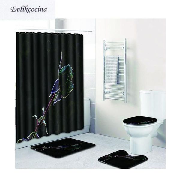 

bath mats 4pcs black rose banyo paspas bathroom carpet toilet mat set non slip tapis salle de bain alfombra bano