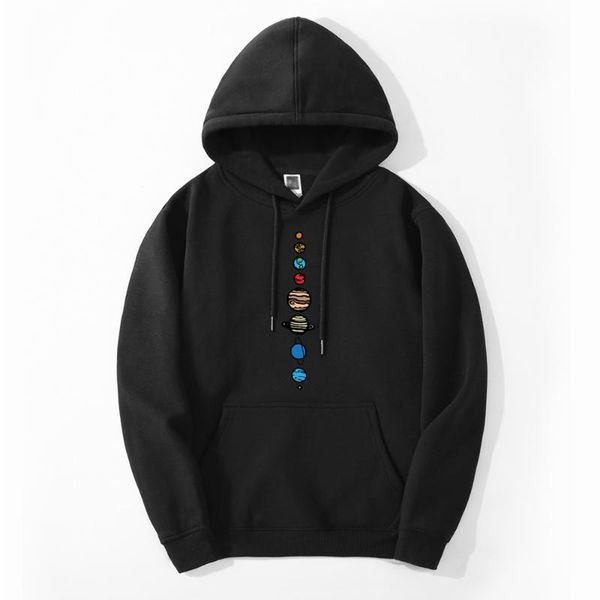 

men's hoodies & sweatshirts star anime earth 2021 autumn winter simple print hoodie hip hop thick streetwear sweatshirt, Black