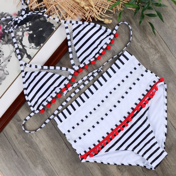 

high waist swimsuit swimwear women beach wear mesh bathing suits push up bikini set maillot de bain femme bandage biquinis