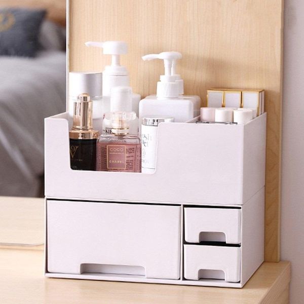

storage boxes & bins double-layer plastic cosmetic box makeup lipstick bedroom deskdrawer jewelry organizer bathroom