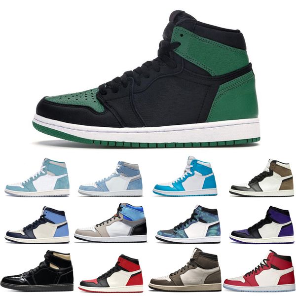 

brand new 1s man's basketball shoes hyper royal unc dark mocha obsidian tie dye court purple bred toe cactus jack chicago twist univers