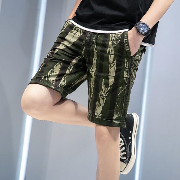 

camouflage shorts men army green striped short trousers summer cool thin casual streetwear loose pants clothing men's, White;black