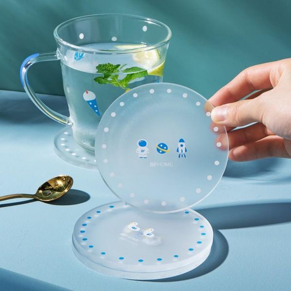 

mats & pads original acrylic round insulation holder mat anti-skid table cup placemat tea milk mug coffee kitchen accessories