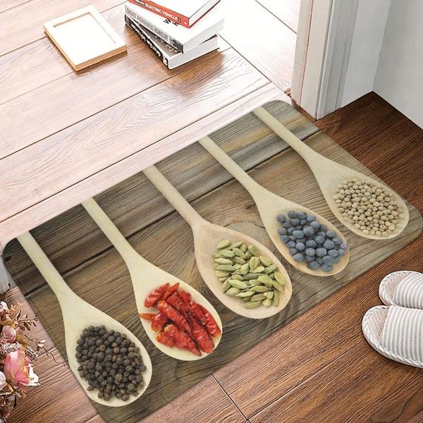 

carpets aromatic spices spoons doormat bathroom welcome polyeste carpet entrance home balcony anti-slip floor rug door mat bath
