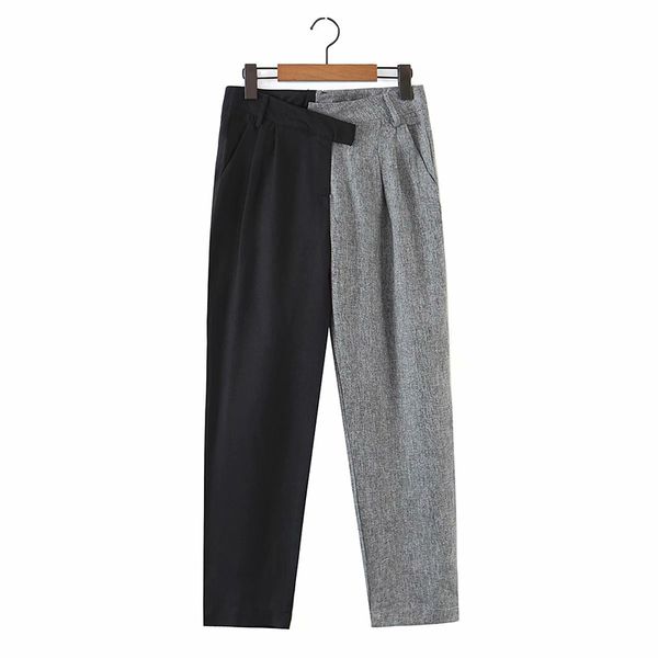 

women's personality stitching contrast color chic high waist nine-point harem pants fashion spring and autumn 210521, Black;white