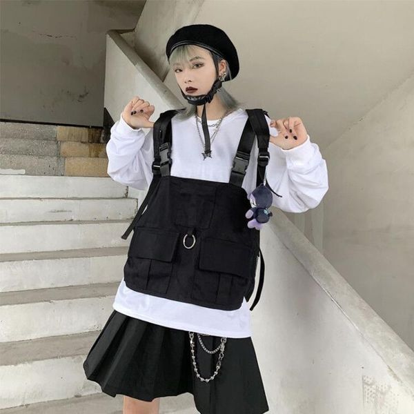 

functional tactical chest bag for men fashion hip hop vest streetwear waist pack women black rig bags