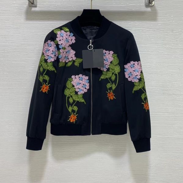 

milan runway jackets 2021 autumn winter stand collar long sleeve beading women's designer coats brand same style outerwear 1019-2, Black;brown