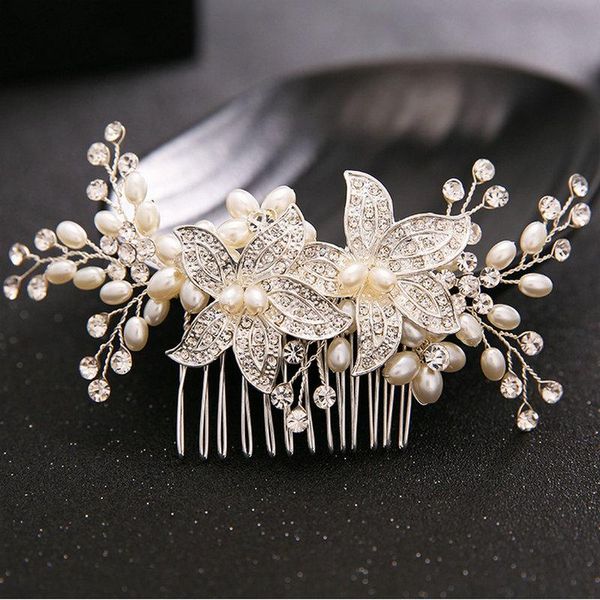 

hair clips & barrettes comb in jewelry rhinestone flower bridal wedding headdress accessories, Golden;silver