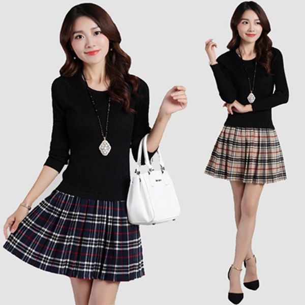 

casual dresses 2021 autumn and winter dress one-piece plus size loose knitted sweater big elegant printing, Black;gray
