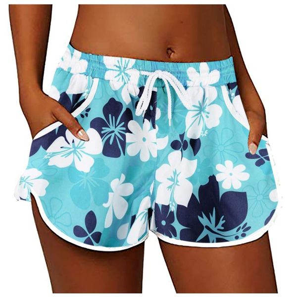 

women's shorts 2021 bandana women fashion print summer beach loose drawstring waist casual midi patchwork short pants, White;black