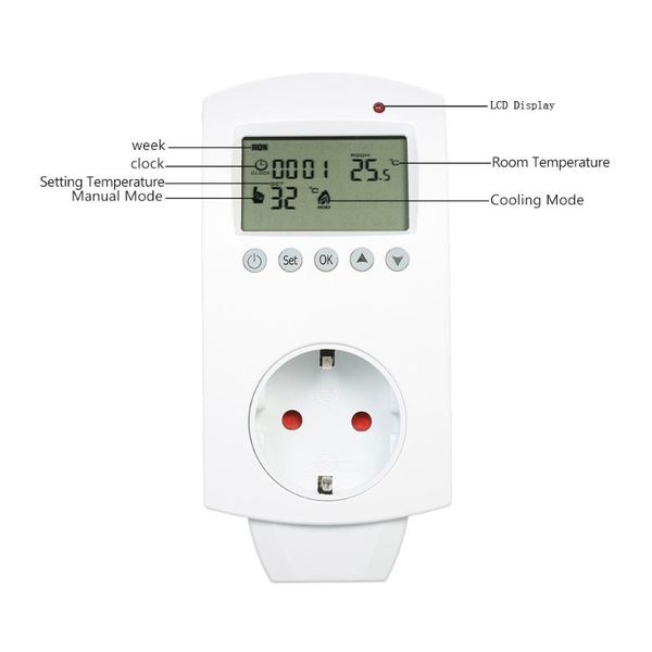 

smart home control 16a 230v plug in thermostat different standard socket for room floor electric heating