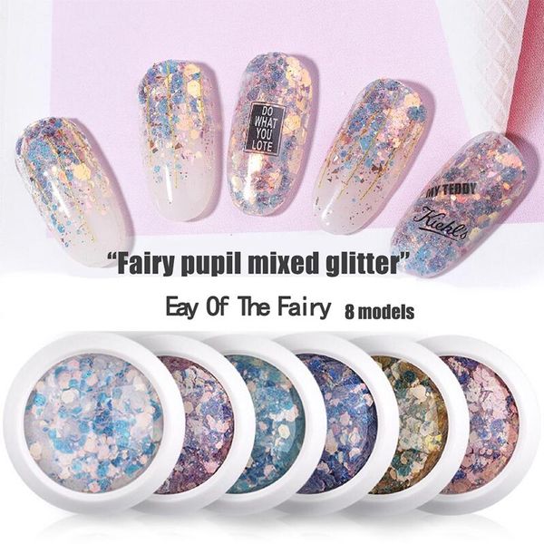 

nail glitter fairy pupil mixed sequins laser tear mole eye makeup gradient burst powder jewelry color is fu, Silver;gold