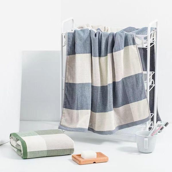 

cotton bath towel double plaid soft and non-shedding 440g 70*140 lovers blanke