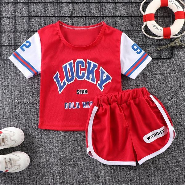 

3 4 5 6 years old big boys tracksuit kids basketball sport clothes girls sets clothing short sleeve shorts 2, White