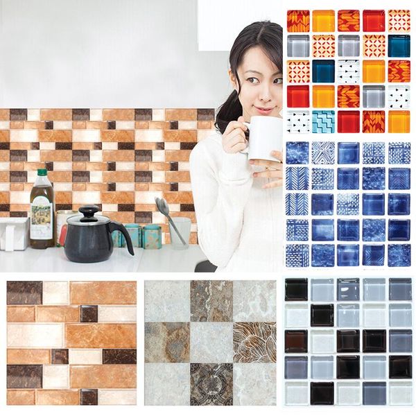

wall stickers 6pcs mosaic sticker simulation tile for kitchen bathroom waterproof self adhesive home decor creative 20*20cm