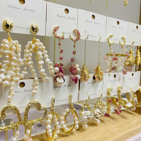 

dangle & chandelier 10 pairs/lot luxury handmade fine jewelry wholesale natural freshwater pearl earrings gold plated, Silver