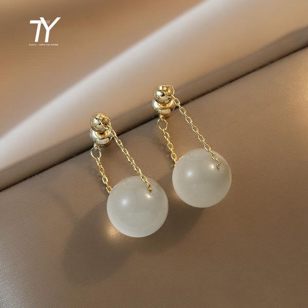 

dangle & chandelier simple strawberry crystal pink opal ball drop earrings for woman 2021 luxury korean fashion jewelry party girls, Silver