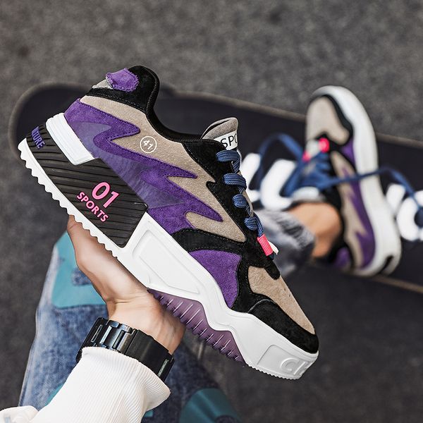 

2021 new mens casual shoes comfortable leather shoes lightweight non-slip shoes outdoor fashion flat color matching 39-44