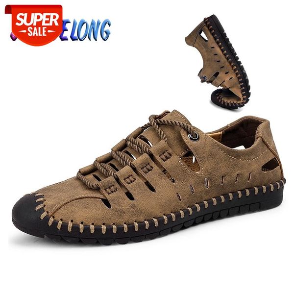 

men's sandals genuine leather summer shoes breathable comfort business men shoe beach casual sandal male sandals plus size 38-48 #ql5d