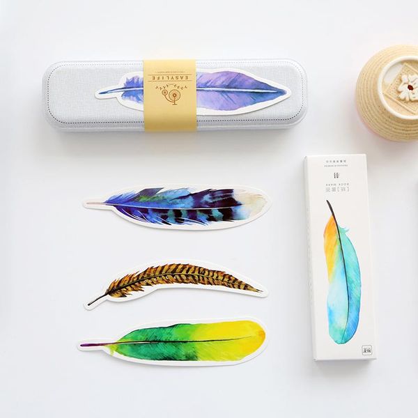 

bookmark 30pcs color feather original nature flyer paper book mark reading books stationery office school supplies a6381